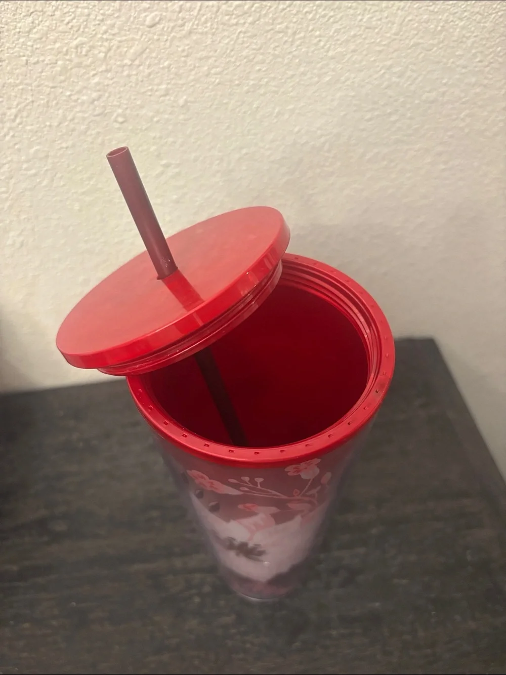 Starbucks Red Floral Tall Tumbler with Straw